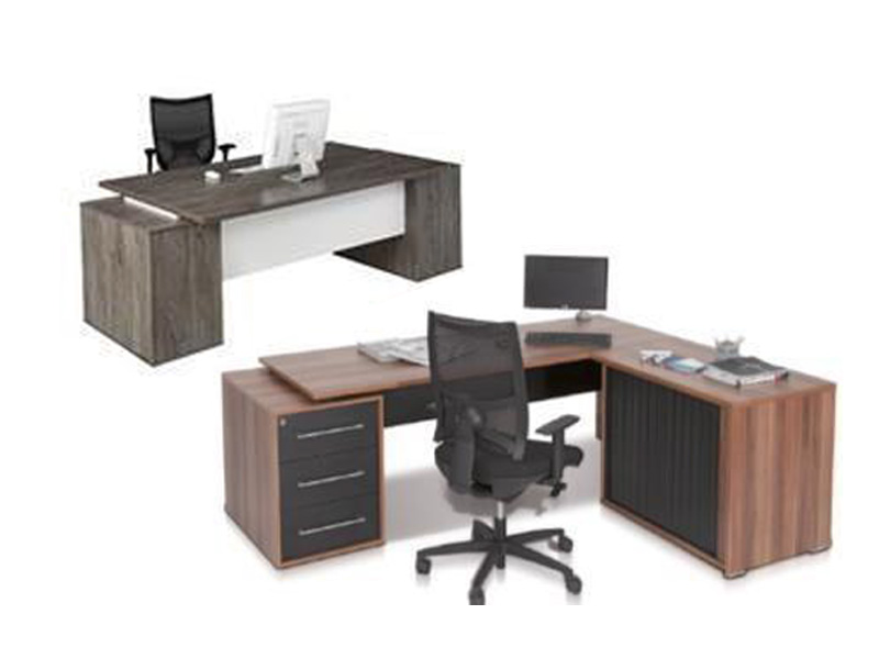 Single Pedestal Desk with Sliding Door Credenza 100150