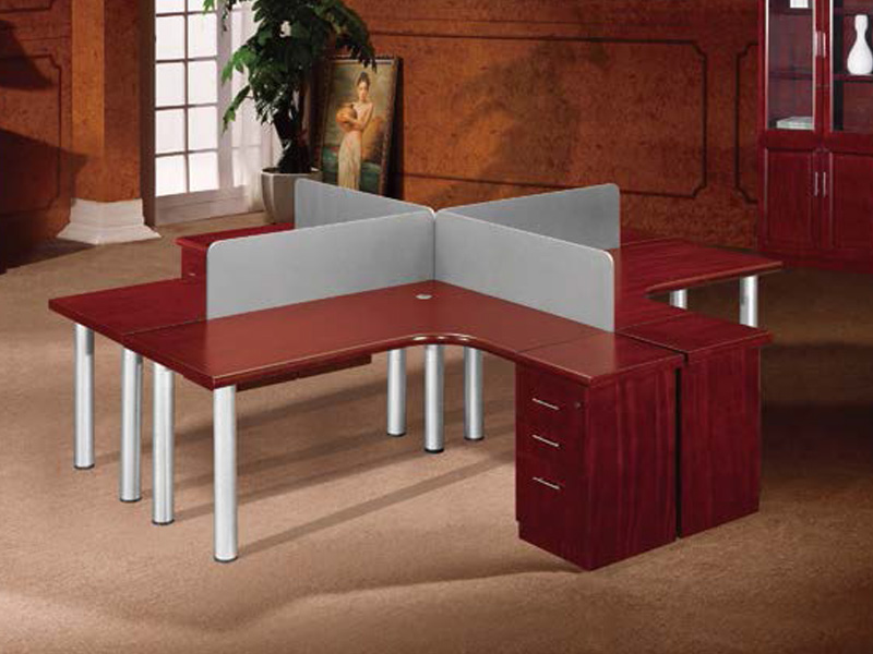 Four Way Cluster Desk (Silver Steel Legs) 20007